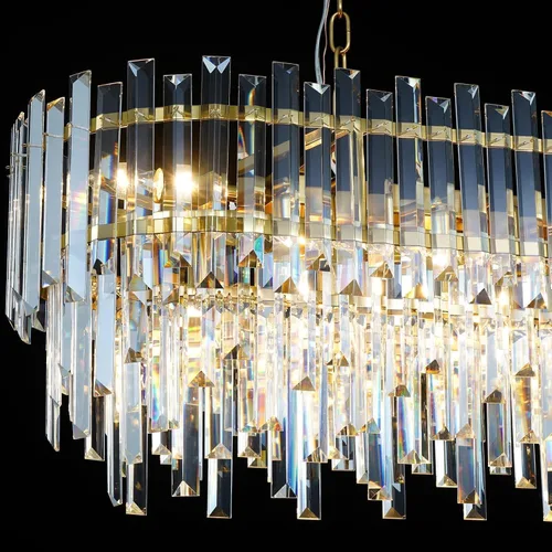 Miniatura 6 de L37.4 '' Candelabros de cristal modernos para comedor 11 luces de lujo rectangular de lujo dorado ovalado cristal colgante lámpara de techo