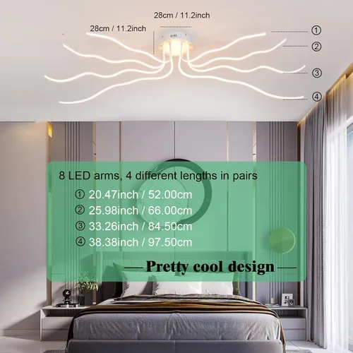 Miniatura 6 de Lámpara de techo LED moderna regulable para comedor, lámpara de cocina de lujo, 8 luces, cerca de techo, montaje empotrado