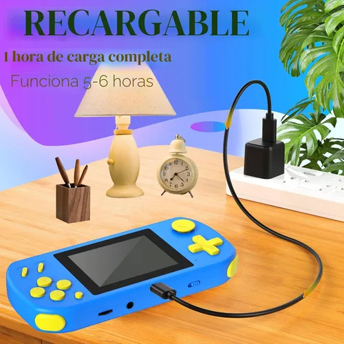 Miniatura 3 de Juegos de mano para niños con 218 juegos de video incorporados, juguetes de viaje portátiles para niños de 4 a 13 años con batería recargable, Azul