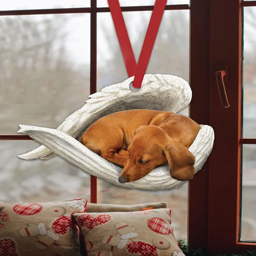 Miniatura 4 de Talataca Dachshund Angelito Durmiente Alas Memorial Tan Wheaten Dachshund 2D Plano Espejo Retrovisor de Coche Accesorios Adorno de Árbol de Navidad