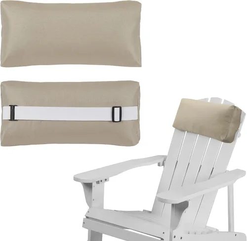Miniatura 16 de Juego de 2 fundas de almohada para silla reclinable al aire libre, con correa ajustable, resistente al agua, para patio, jardín, playa, piscina, Gris