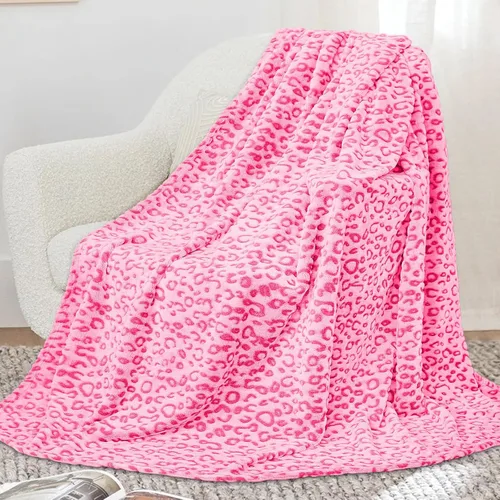 Miniatura 4 de Manta Cálida Rosa Suave de Forro Polar Mantas Difusas Pequeñas para Niños Niñas y Niños Pequeños Leopardo Rosa