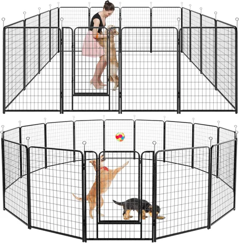 Miniatura 13 de Kfvigoho Corralito para perros para exteriores, extra ancho, 12 paneles de alta resistencia con revestimiento antioxidante, valla para perro