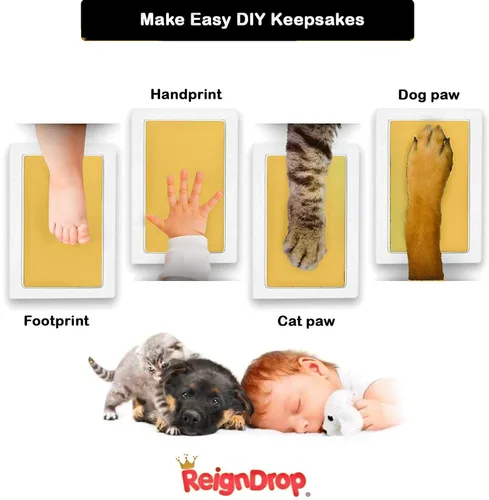Miniatura 3 de Kit de almohadillas de tinta sin tinta de toque limpio grande para huellas de bebé, huellas de manos y huellas de patas de mascotas - Sin engorros