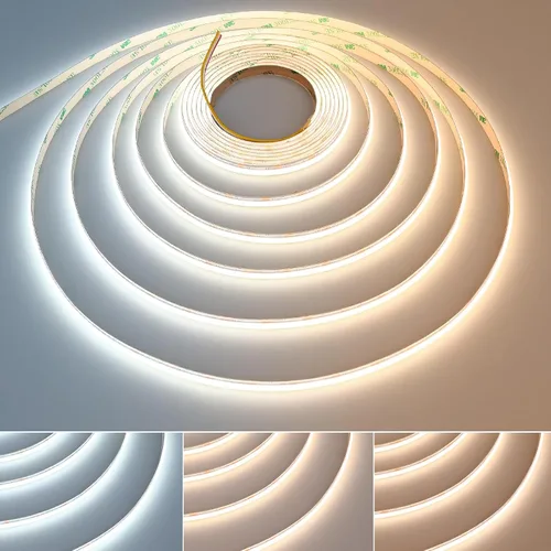 GOMING 24V 10M(32.8ft) 3Pin 8mm Width CCT COB LED Strip 2700K-6500K Tunable White 576LED/M CRI 93+ Flexible IP20 Not Waterproof LED Tape Lights for