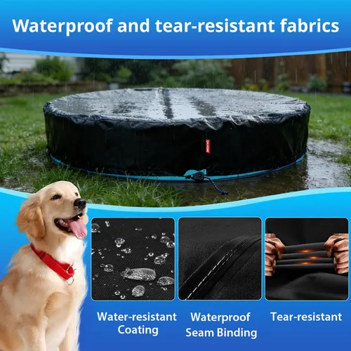 Miniatura 3 de QH.HOME Cubierta de piscina para niños de 47 a 48 pulgadas, redonda, plegable, con diseño de trinquete súper resistente al viento, material de tela