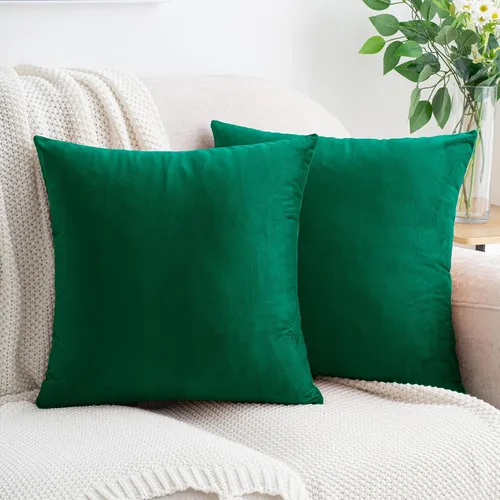 Miniatura 35 de HWY 50 Juego de 2 fundas de almohada de terciopelo verde azulado de 16 x 16 pulgadas, suaves, acogedoras, lisas, decorativas, de lujo, para sofá