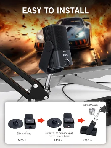 Miniatura 2 de SUNMON Rode NT-USB Mic Boom Arm - Brazo de micrófono para RODE NT-USB/NT-USB+/NT-USB Mini y la mayoría de micrófonos, soporte de brazo de tijera