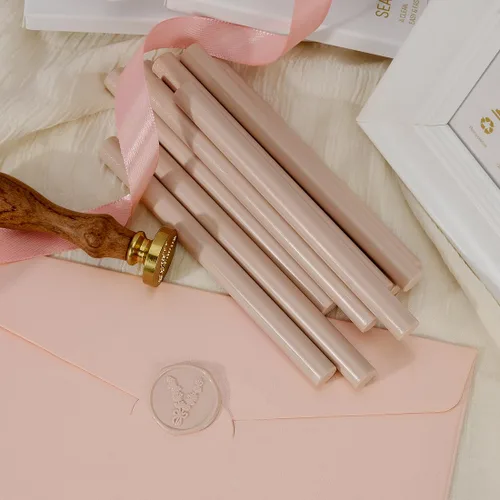Miniatura 4 de 10 varillas de cera de sellado color gris pardo para pistola de pegamento, ideales para sellos de cera, perfectos para invitaciones de boda