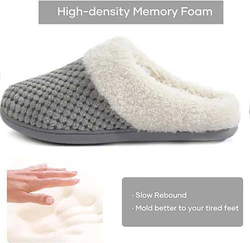 Miniatura 3 de ULTRAIDEAS - Pantuflas de lana y vellón, cómodas para mujer, espuma viscoelástica, de meter, para interiores y exteriores