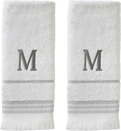 Miniatura 18 de SKL Home Toalla de baño casual con monograma, S, 28 x 54 pulgadas, color blanco