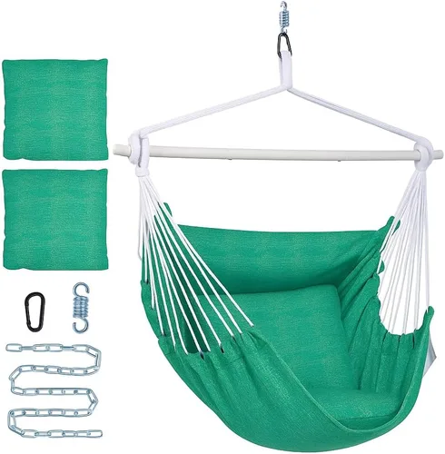 Miniatura 12 de Backyard Expressions Silla Hamaca Colgante con Cojines y Kit para Colgar – Capacidad de 500 lb, Tela de Mezcla de Algodón, para Uso