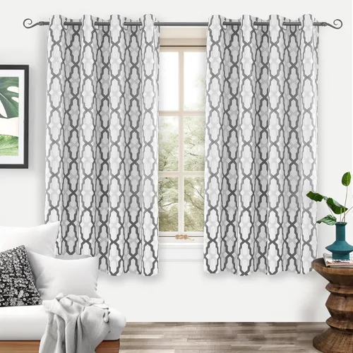 Miniatura 15 de DriftAway Mason - Cortinas térmicas opacas con ojales para ventanas, diseño geométrico de enrejado, 2 paneles, cada uno de 52 pulgadas por 63 Gris