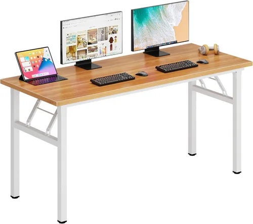 Miniatura 20 de DlandHome - Mesa plegable para computadora de 47 pulgadas, escritorio portátil, mesa de actividades, mesa de conferencias, escritorio de oficina