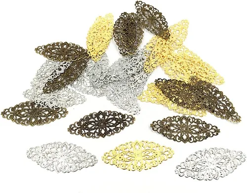 ALIMITOPIA 30 conectores colgantes de filigrana, suministros de decoración de laminado de metal para bricolaje, horquilla, aretes, disfraces, Estilo