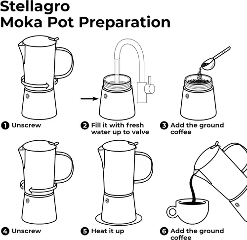 Miniatura 8 de Cafetera de acero inoxidable Moka Pot de 6 tazas (12 onzas líquidas), cafetera de estufa para inducción, estufas de gas y eléctricas, cafetera
