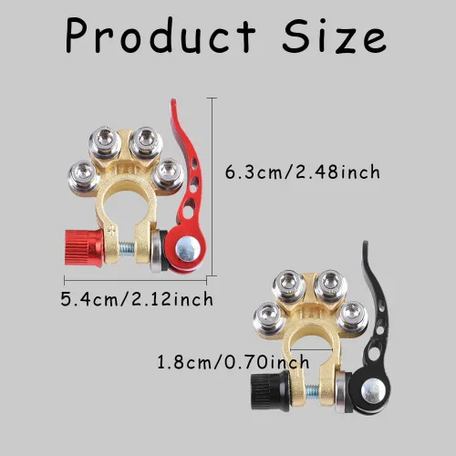 Miniatura 2 de 2 conectores de terminal de batería de automóvil de desconexión rápida de 4 vías, múltiples abrazaderas de batería para postes SAE/JIS tipo A