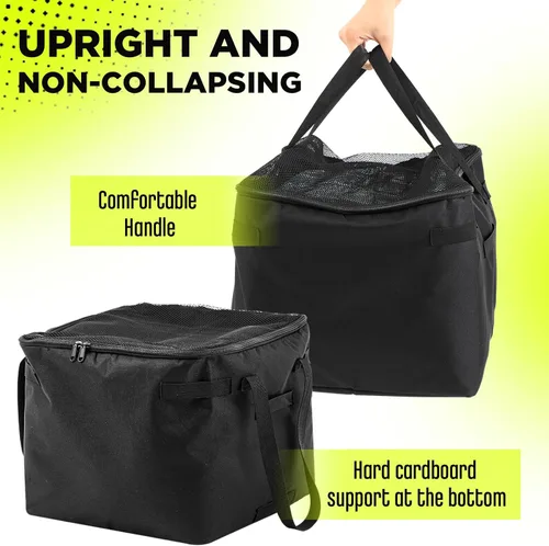 Miniatura 4 de Aliceset Pelotas de tenis, tolva, cesta de pelotas de tenis, contenedor con bolsillos laterales, bolsa ligera para carrito de enseñanza para recoger