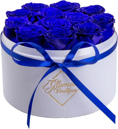 Miniatura 17 de GLAMOUR BOUTIQUE Flowers Forever - Caja de regalo, 12 rosas preservadas reales en caja blanca de terciopelo, regalo floral para esposa, mamá o ella