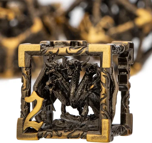 Miniatura 13 de ARUOHHA Juego de dados huecos de metal DND, dados D y D de oro antiguo, juegos de rol RPG, dados poliédricos con caja de regalo D20 D12 D10 D8 D6 D4