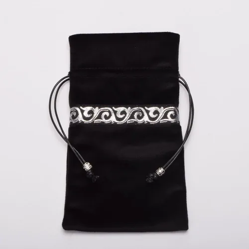 Miniatura 4 de BLESSUME Mantel de tarot de altar adivinación Wicca cuadrado de terciopelo con bolsa de tarot negro
