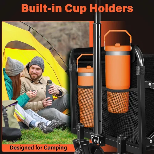 Miniatura 9 de Carritos con ruedas plegables colapsables: vagón de compras plegable de 360LBS portátil de alta resistencia para compras y camping - Vagón