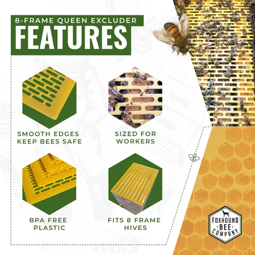 Miniatura 3 de Excluidor de plástico de 8 marcos para mantener a la reina separada de las cajas de miel en una colmena de abejas, paquete de 4