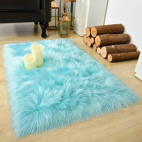 Miniatura 35 de LOCHAS Alfombra mullida ultrasuave, alfombra de pelo sintético de oveja, para el dormitorio, para colocar junto a la cama, para la sala