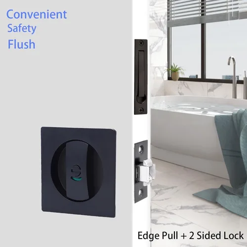 Miniatura 6 de Dontay Cerradura de indicadores codificados por color para puerta de bolsillo, cerradura de manijas de privacidad (cama/baño), fondo de 2-3/8 Negro