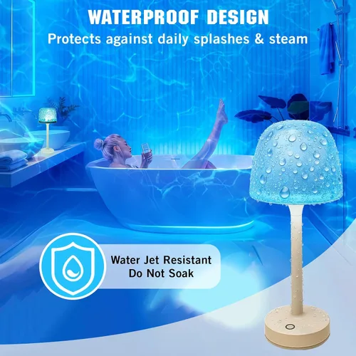 Miniatura 4 de Lámpara de ducha impermeable inalámbrica, lámpara de baño recargable con control remoto y control táctil, 16 colores cambiables de luz de proyector