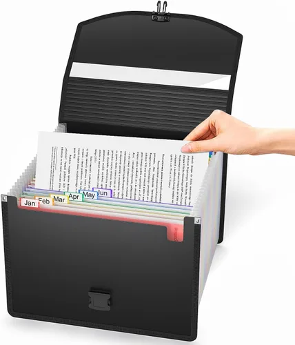 Miniatura 2 de Organizador de archivos de acordeón de 25 bolsillos con asa, carpeta de archivos expandible para papel, documentos, facturas, caja de archivo