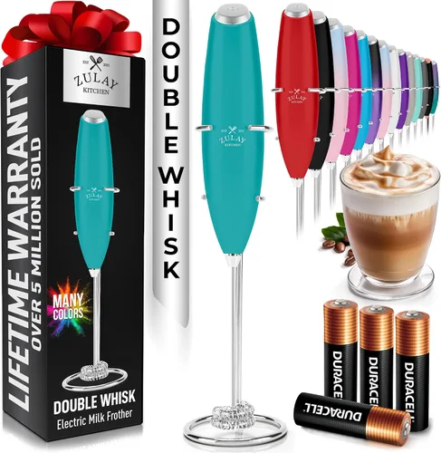 Miniatura 35 de Zulay Kitchen Espumador de leche de mano con pilas Duracell AA – Mezclador eléctrico ultrarrápido y creador de espuma, mezclador de bebidas fácil