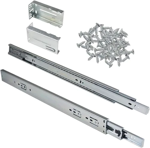 Miniatura 8 de Gobrico Diapositivas de cajón de rodamiento de bolas de cierre suave de 18 pulgadas con soportes, montaje lateral, extensión completa, correderas