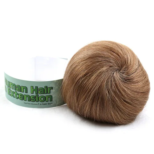 Miniatura 13 de Bella Hair Extensión de moño 100% humano en forma de dona, extensiones de moño para mujeres y hombres, coleteros falsos instantáneos