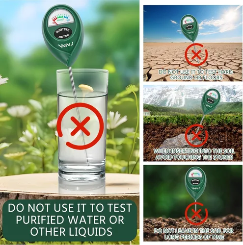 Miniatura 2 de WNJ Paquete de 2 medidores de humedad del suelo, monitor de agua para plantas, medidor de humedad del césped, sensor higrómetro del suelo