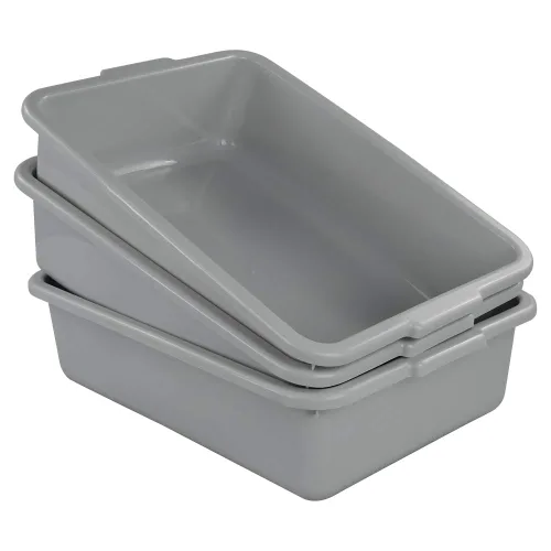 Miniatura 8 de Paquete de 3 cajas de plástico con tapa, tinas de autobús comerciales, 13 L, color negro