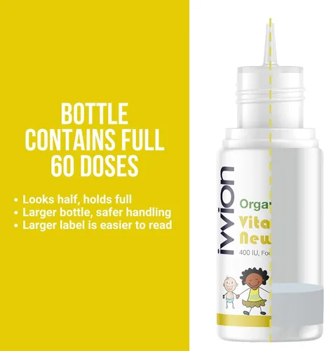 Miniatura 3 de Vegano orgánico 400IU, vitamina D3, 60 gotas – Gota para bebés y niños pequeños USDA orgánico, sin OMG, a base de plantas, sin aditivos ni