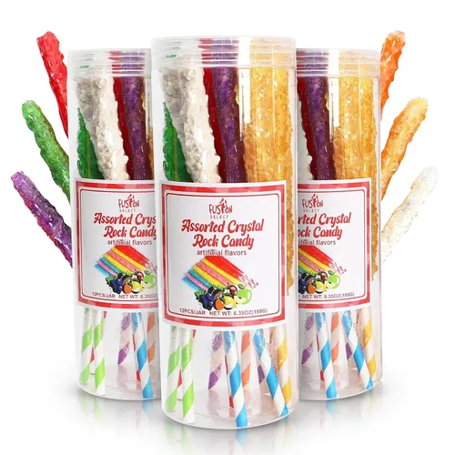 Miniatura 8 de Fusion Select Crystal Rock Candy Sticks - Bocadillos dulces de piruletas de azúcar duro con sabores fuertes, 12 caramelos surtidos extra grandes