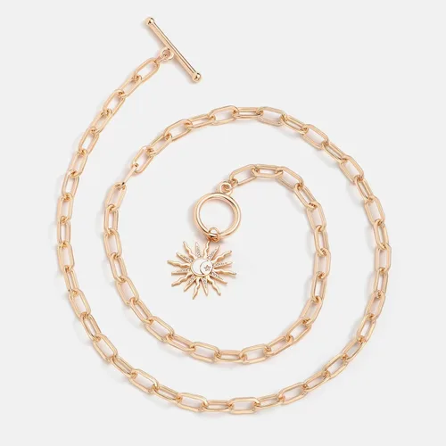 Miniatura 6 de DoreenBeads 18K Gold Plated Sun Moon Star Evil Eye Pendant Necklace Toggle Paperclip Chain Necklace Jewelry Gift for Women Girls