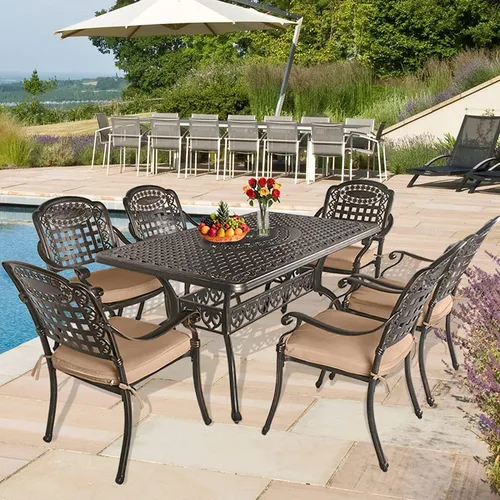 Miniatura 2 de LEISU Silla de comedor de aluminio fundido de 2 piezas, sillas de bistró para el hogar, patio, jardín, terraza (2 sillas de perlas orientales)