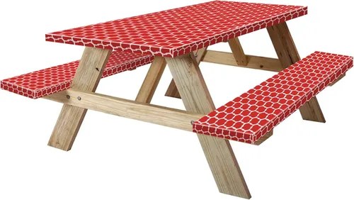 Miniatura 12 de Funda para Mesa y Banco de Picnic de 5 Pies, Esenciales de Camping Equipo para RV, 60 Pulgadas Impermeable Resistente al Viento Mantel Exterior