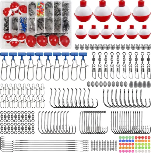 Miniatura 7 de Kit de accesorios de pesca con caja de aparejos, incluidos ganchos para plantillas, pesas de plomo para róbalos, diferentes pivotes giratorios