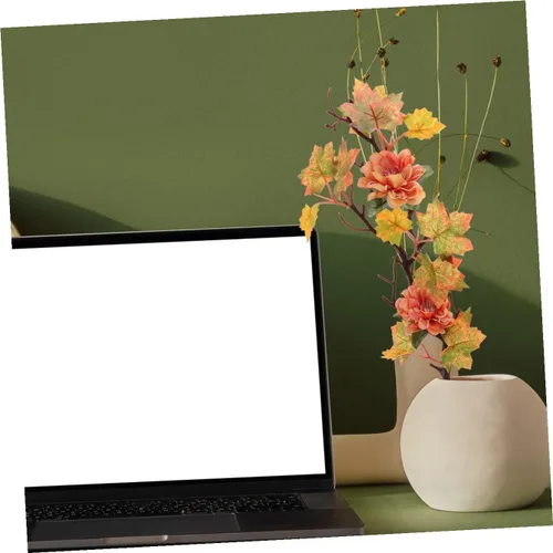 Miniatura 4 de Toyvian Hojas de arce artificiales, ramas, 2 piezas, decoración de otoño, tallos de hojas de arce artificiales, flores de hojas de arce vívidas