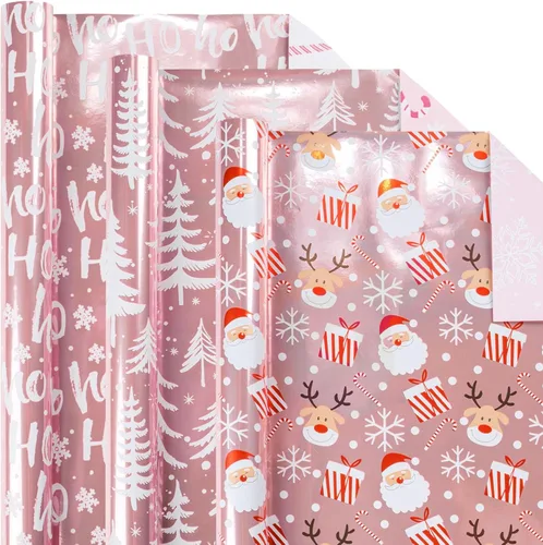 Miniatura 21 de Burymento Rollo de papel de regalo plateado, papel de regalo de punto holográfico metálico para cumpleaños, San Valentín, día de la madre