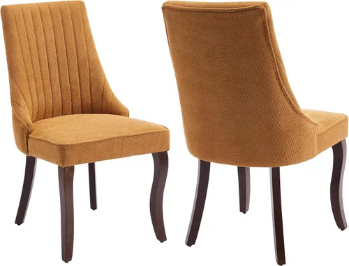 Miniatura 11 de Shenyon Juego de 4 sillas de comedor color beige, cómodas sillas de comedor tapizadas con canal de tela, sillas de cocina modernas para comedor