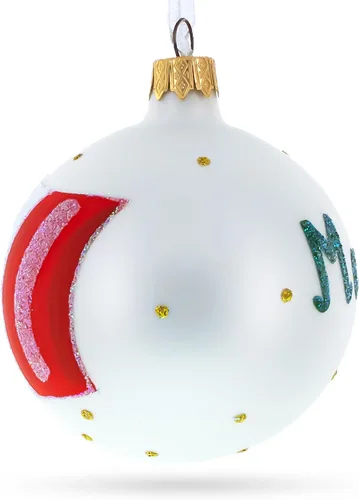 Miniatura 3 de Bandera de México bola de cristal adorno de Navidad 3.25 pulgadas