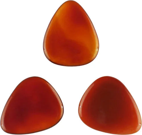 Miniatura 73 de Púa de guitarra o bajo de Obsidiana de Caoba en vidrio volcánico - 3.0 mm de calibre ultra pesado - Forma 351 - Púa exótica artesanal de gema