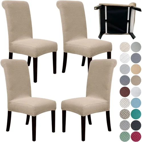 Miniatura 18 de SPRINGRICO Paquete de 2 fundas para sillas de comedor con cinturón de seguridad, fundas elásticas para sillas Parsons lavables, fundas protectoras