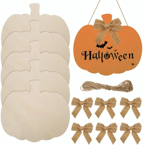 6 piezas de calabaza de madera grande de 12 pulgadas sin terminar calabaza de madera para manualidades, recortes en forma de calabaza de madera en