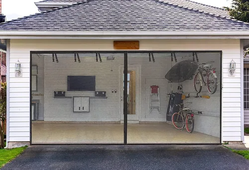 Miniatura 12 de Puertas de pantalla de garaje para garaje de 1 coche - 12x7 pies de fibra de vidrio, pantalla de puerta de garaje magnética duradera y resistente